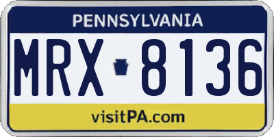PA license plate MRX8136