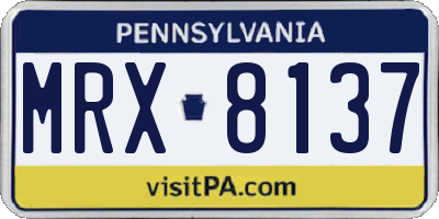 PA license plate MRX8137