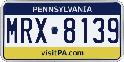 PA license plate MRX8139