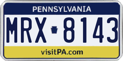 PA license plate MRX8143