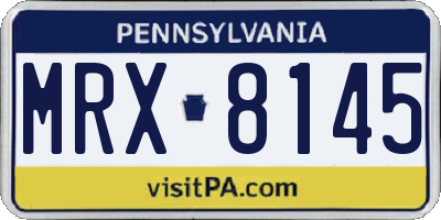 PA license plate MRX8145