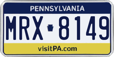 PA license plate MRX8149