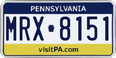 PA license plate MRX8151