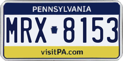 PA license plate MRX8153