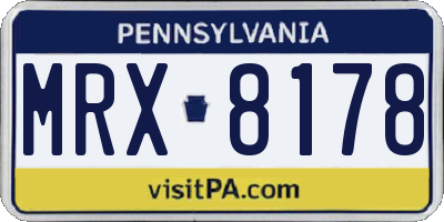 PA license plate MRX8178
