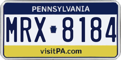 PA license plate MRX8184