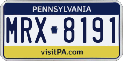 PA license plate MRX8191