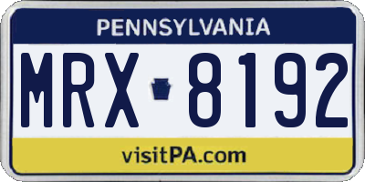 PA license plate MRX8192
