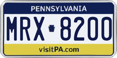 PA license plate MRX8200