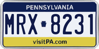 PA license plate MRX8231