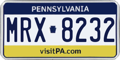 PA license plate MRX8232