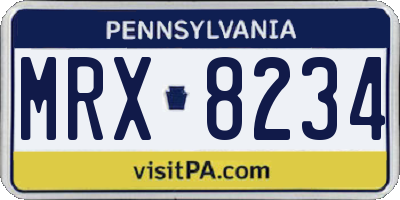 PA license plate MRX8234