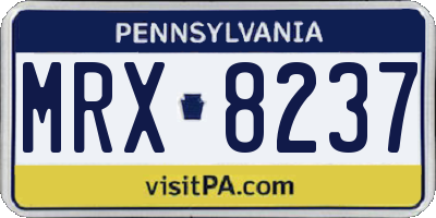PA license plate MRX8237