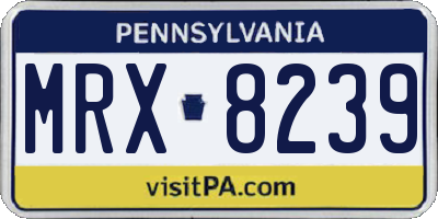 PA license plate MRX8239