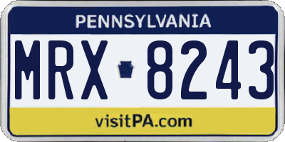 PA license plate MRX8243
