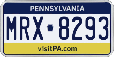 PA license plate MRX8293