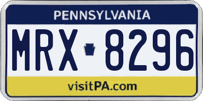 PA license plate MRX8296