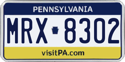 PA license plate MRX8302