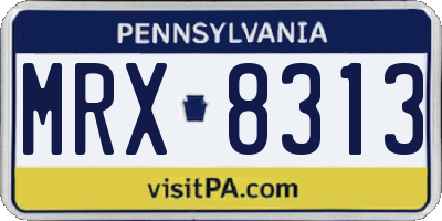 PA license plate MRX8313