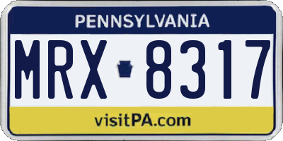 PA license plate MRX8317