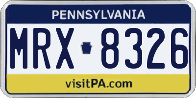 PA license plate MRX8326