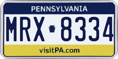 PA license plate MRX8334