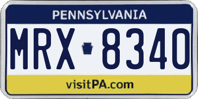PA license plate MRX8340