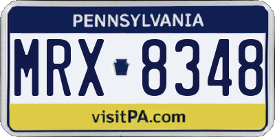 PA license plate MRX8348