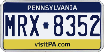 PA license plate MRX8352