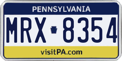 PA license plate MRX8354