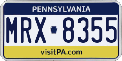PA license plate MRX8355