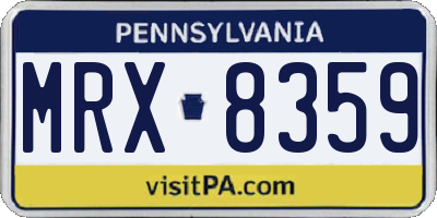 PA license plate MRX8359