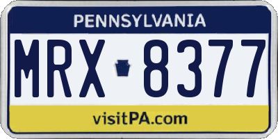 PA license plate MRX8377