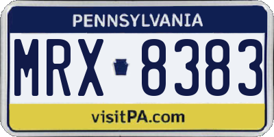 PA license plate MRX8383