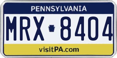 PA license plate MRX8404