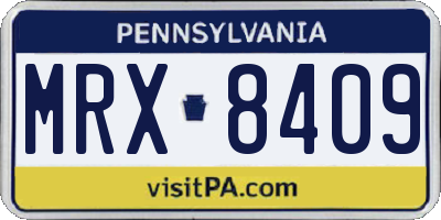 PA license plate MRX8409