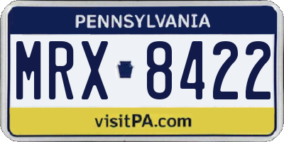 PA license plate MRX8422