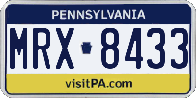 PA license plate MRX8433