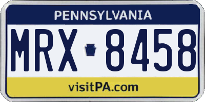 PA license plate MRX8458