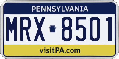 PA license plate MRX8501