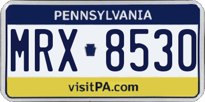 PA license plate MRX8530