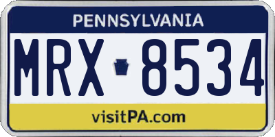 PA license plate MRX8534