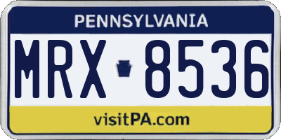 PA license plate MRX8536