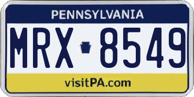PA license plate MRX8549
