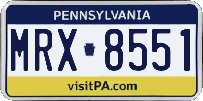 PA license plate MRX8551