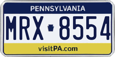 PA license plate MRX8554