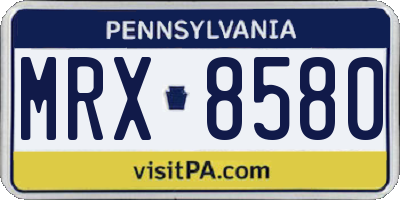 PA license plate MRX8580
