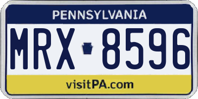 PA license plate MRX8596