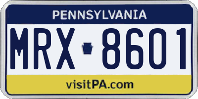 PA license plate MRX8601