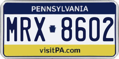 PA license plate MRX8602